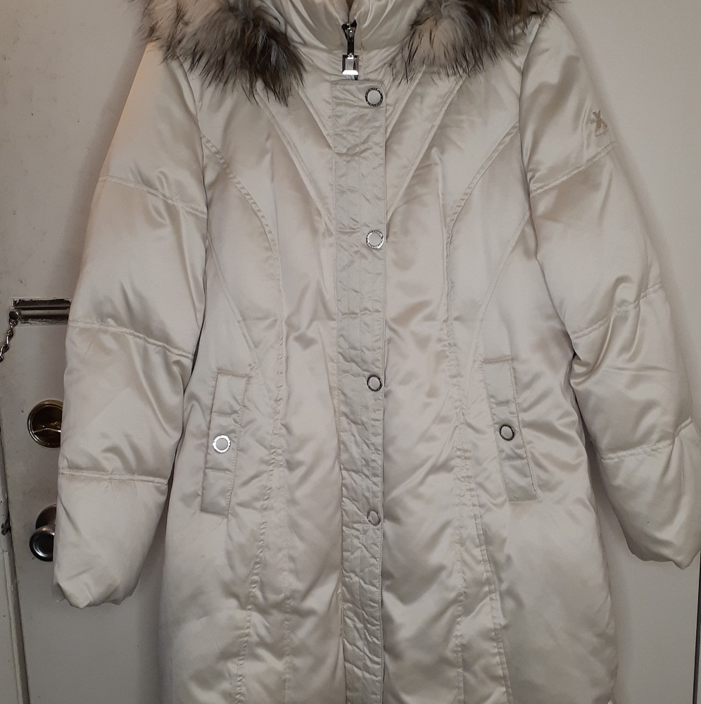 ZeroXposure Champagne Faux Fur Hooded Down Coat Size XL